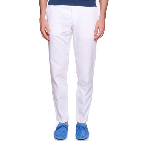 PT01 Torino White Cotton-Linen Chino Pants EU 50 US 34 Slim Fit