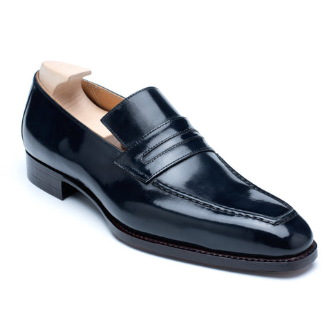 PASSUS SHOES "Anthony" Navy Blue Box Calf Leather Loafers