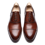 PASSUS SHOES Handmade "Martin" Box Calf Brown Quarter Brogue Shoes US 9.5 NEW EU 42.5