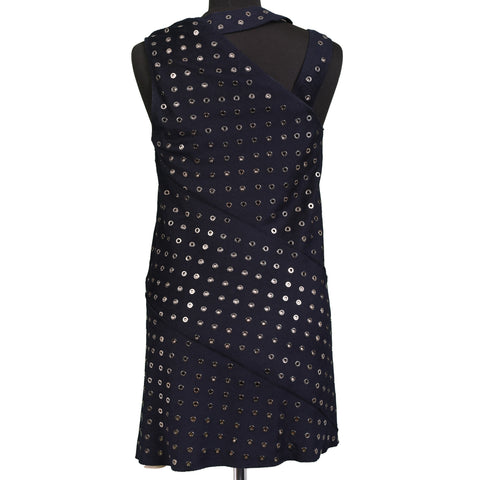 ROBERTO CAVALLI Blue Wool-Cashmere Ring Mini Dress Size IT 38 NEW US 2
