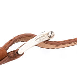 ROMANELLI Firenze Brown Ostrich Silver-Horn Buckle Belt 90cm 36" NEW