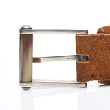 ROMANELLI Firenze Camel Brown Suede Leather Silver-Horn Buckle Belt 94cm 37"