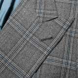 RUBINACCI LH Bespoke Hand Made Gray Plaid Wool DB Blazer Jacket EU 50 NEW US 40