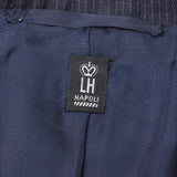RUBINACCI LH Hand Made Bespoke Blue Striped Wool Flannel Jacket EU 58 NEW US 48