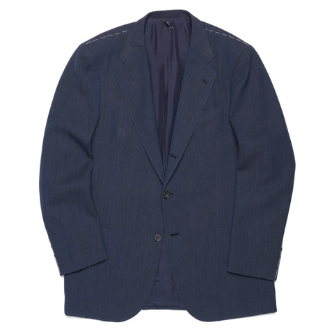 RUBINACCI LH Hand Made Navy Blue Wool Mohair Hopsack Blazer Jacket NEW