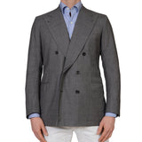 RUBINACCI Handmade Bespoke Gray Wool DB Blazer Jacket EU 50 NEW US 38 40
