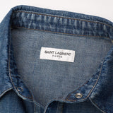 SAINT LAURENT PARIS Blue Denim Cotton Classic Western Shirt NEW Size XL