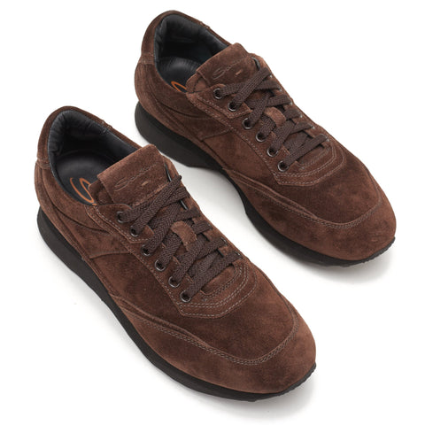 SANTONI Brown Suede Leather Lace-up Sneaker Shoes IT 6.5 NEW US 7.5