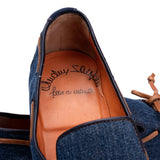 SANTONI Blue Denim Slip-on Loafer Shoes IT 6 US 7