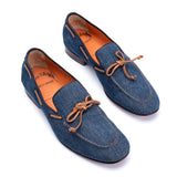 SANTONI Blue Denim Slip-on Loafer Shoes IT 6 US 7