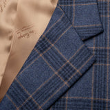 SARTORIA CASTANGIA Blue Plaid Merino Wool Flannel Jacket EU 60 NEW US 50 Long