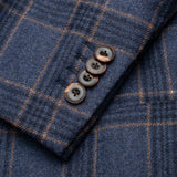 SARTORIA CASTANGIA Blue Plaid Merino Wool Flannel Jacket EU 60 NEW US 50 Long