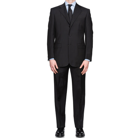 SARTORIA CASTANGIA Black Striped Wool Suit EU 50 NEW US 40