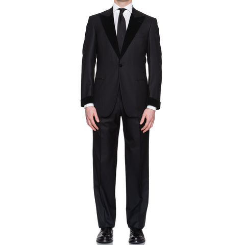 SARTORIA CASTANGIA Black Wool Super 130's Tuxedo Suit EU 48 NEW US 38