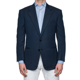 SARTORIA CASTANGIA Blue Herringbone Cotton Jacket EU 50 NEW US 40