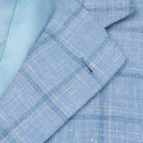 SARTORIA CASTANGIA Sky Blue Plaid Wool-Silk-Linen Jacket EU 50 NEW US 40