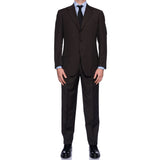 SARTORIA CASTANGIA Handmade Brown Striped Wool Super 120's Suit NEW