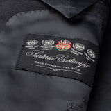 SARTORIA CASTANGIA Gray Herringbone Wool Super 130's Peak Lapel Jacket 46 NEW 36