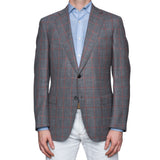 SARTORIA CASTANGIA Gray Windowpane Wool-Silk-Linen Silk Lined Jacket 52 NEW 42