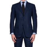 SARTORIA CASTANGIA Handmade Blue Linen Suit EU 48 NEW US 38