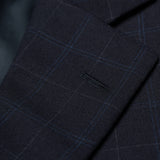 SARTORIA CASTANGIA Handmade Navy Blue Plaid Wool Suit EU 48 NEW US 38