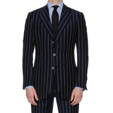 SARTORIA CASTANGIA Navy Blue Striped Wool-Linen Suit NEW Long Fit