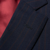 SARTORIA CASTANGIA Navy Blue Striped Wool Super 110's Suit 50 NEW US 40