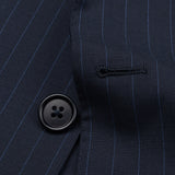 SARTORIA CASTANGIA Navy Blue Striped Wool Super 130's Suit EU 48 NEW US 38