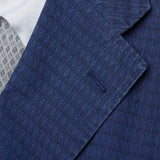 SARTORIO Napoli by KITON Blue Jacquard Cotton Slim Blazer Jacket 48 NEW US 38