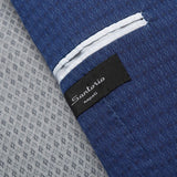 SARTORIO Napoli by KITON Blue Jacquard Cotton Slim Blazer Jacket 48 NEW US 38