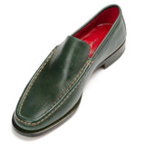 SILVANO LATTANZI "6039" Handmade Green Leather Loafer Shoes US 9.5