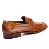 SILVANO LATTANZI Cognac Buffalo Grain Leather Moc Toe Loafer Shoes NEW US 8