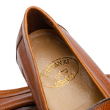 SILVANO LATTANZI Cognac Buffalo Grain Leather Moc Toe Loafer Shoes NEW US 8