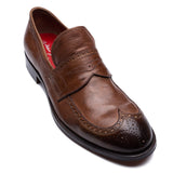 SILVANO LATTANZI Handmade Leather Wingtip Medallion Loafer Shoes NEW US 10