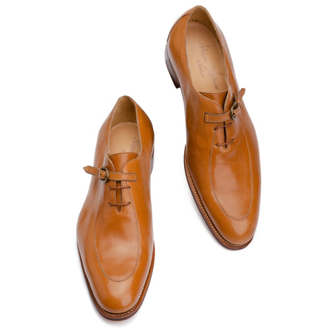 SILVANO LATTANZI Handmade Tan Leather Buckle Oxford Shoes NEW US 8.5