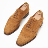 STEFANO BEMER Handmade Tan Suede Leather Oxford Shoes with Trees US 7 EU 40