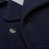STONE ISLAND PANNO JACQUARD Navy Blue Wool Pea Coat NEW Logo Patch