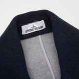 STONE ISLAND PANNO JACQUARD Navy Blue Wool Pea Coat NEW Logo Patch