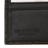 SUTOR MANTELLASSI Hand-Sewn Black-Brown Crocodile Leather Card Holder Wallet NEW