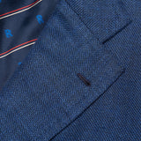 Sartoria CHIAIA Bespoke Handmade Blue Wool-Silk-Linen Hopsack Jacket EU 50 US 40