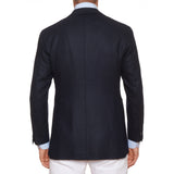 Sartoria CHIAIA Bespoke Handmade Dark Blue Wool Hopsack Jacket 48 NEW US 38