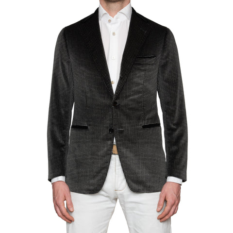 Sartoria PARTENOPEA Hand Made Black Cotton-Mohair Velvet Jacket EU 50 NEW US 40