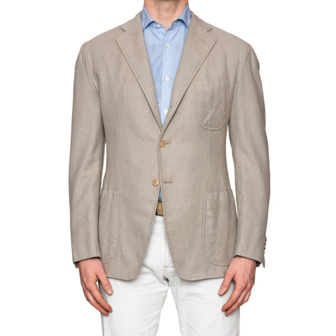 Sartoria PARTENOPEA Hand Made Gray Cotton-Wool-Cashmere Jacket EU 50 NEW US 40
