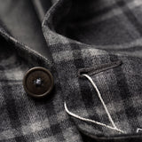 Sartoria PARTENOPEA Hand Made Gray Plaid Wool Cashmere Flannel Jacket 48 NEW 38