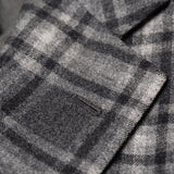 Sartoria PARTENOPEA Hand Made Gray Plaid Wool Cashmere Flannel Jacket 48 NEW 38