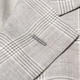 Sartoria PARTENOPEA Hand Made Light Gray Plaid Wool Silk Jacket Blazer NEW