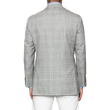 Sartoria PARTENOPEA Hand Made Light Gray Plaid Wool Silk Jacket Blazer NEW