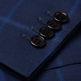 Sartoria PARTENOPEA Hand Made Navy Blue Windowpane Wool Blazer Jacket NEW