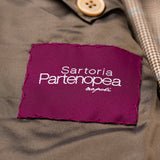 Sartoria PARTENOPEA Handmade Brown Houndstooth Wool-Silk Blazer Jacket 50 NEW 40
