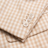 SARTORIA CASTANGIA Beige Plaid Cashmere-Silk Jacket with Silk Lining 50 NEW 40